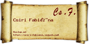 Csiri Fabiána névjegykártya